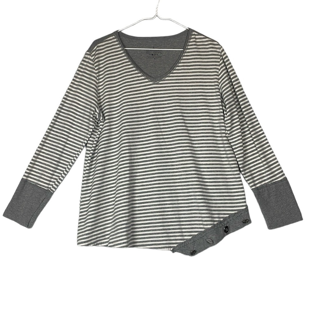 Neon Buddha asymmetrical hem striped long sleeve top